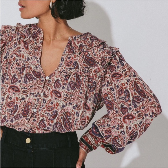 Cleobella Tops - Cleobella Samara Puff Sleeve Button Up Blouse Small